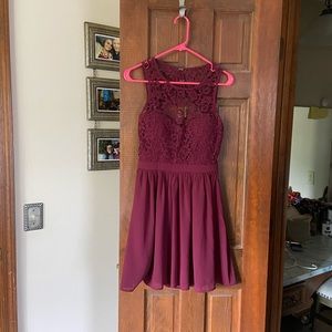 Lulu’s Romantic Tale Burgundy Lace Skater Dress